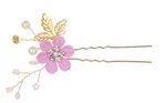 Hårnåle; 2 x hårnåle med blomster og perler, støvet pink